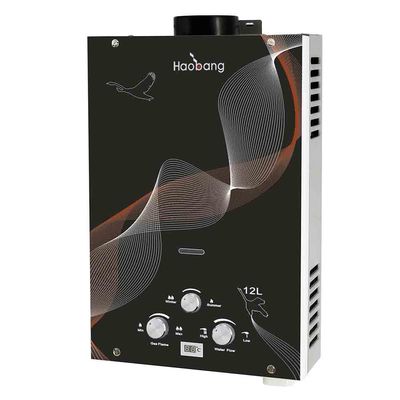 Pemanas air LPG NG Panel kaca hitam 6L Pemanasan air instan